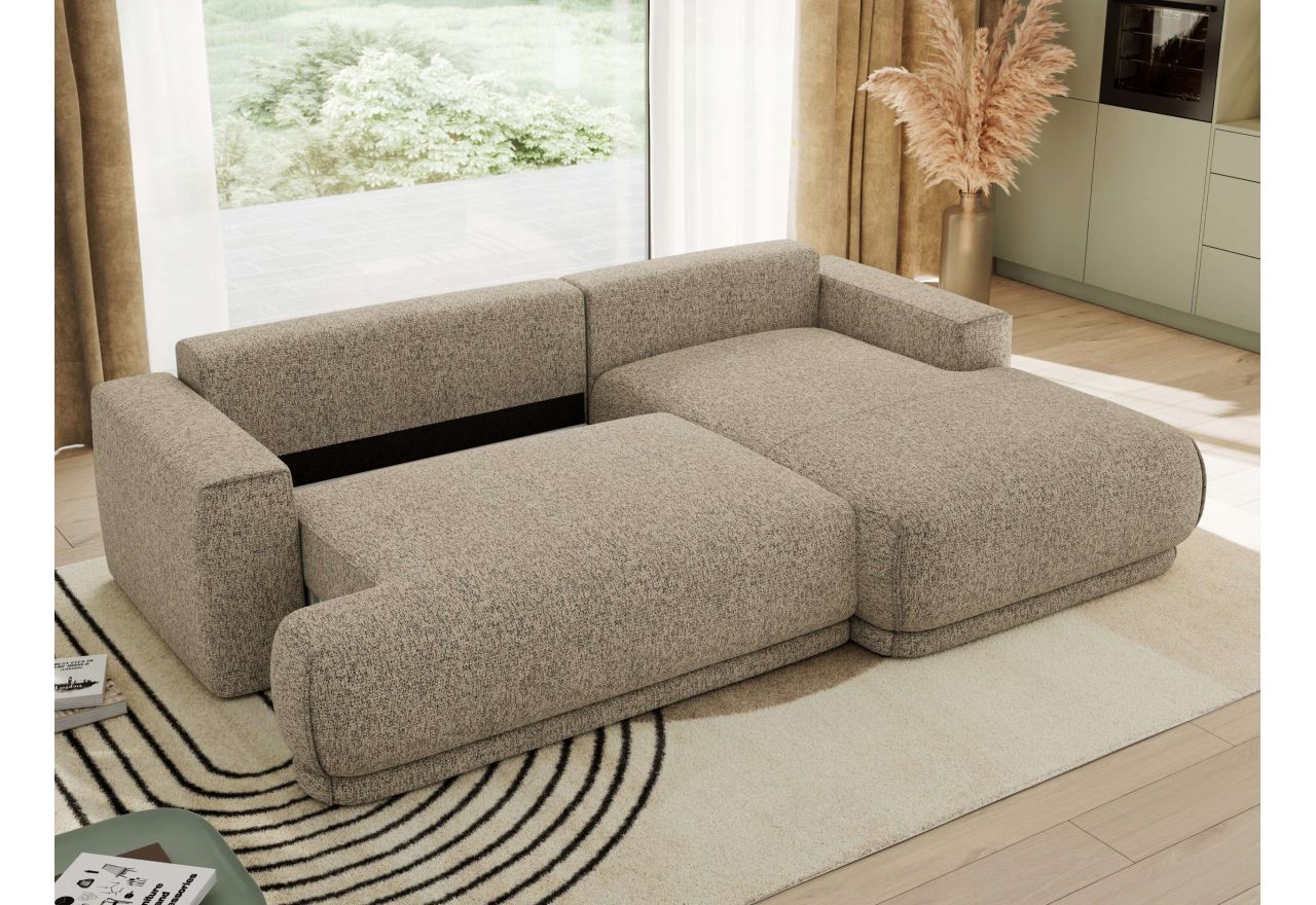 Narożnik RINA L - strona prawa - ciemnobeżowy, struktura