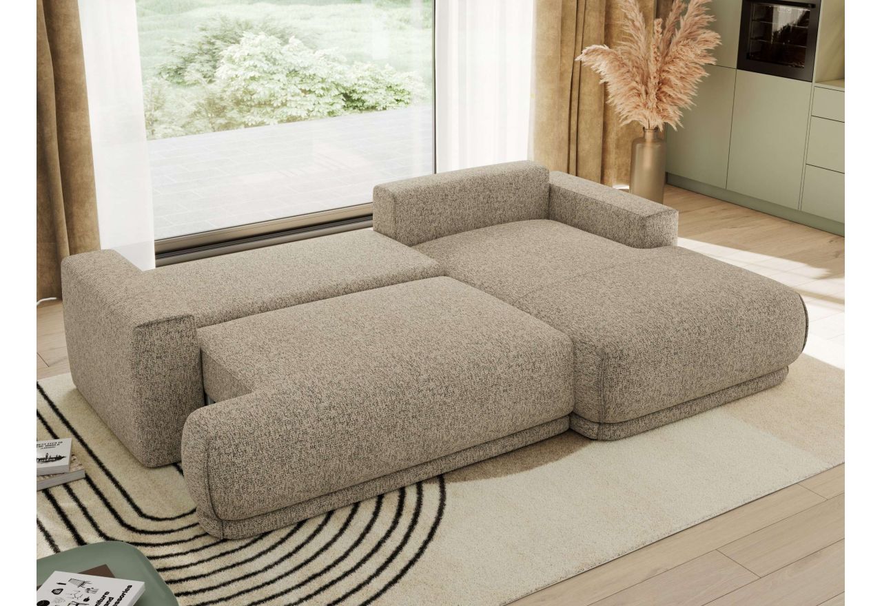 Narożnik RINA L - strona prawa - ciemnobeżowy, struktura