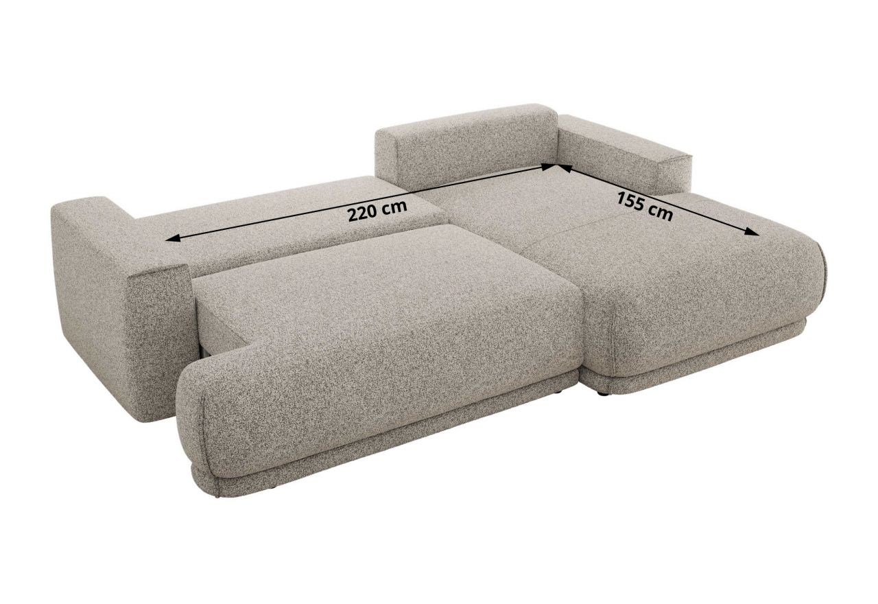 Narożnik RINA L - strona prawa - jasnoszary, struktura