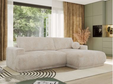 Narożnik RINA L - strona prawa - beżowy, sztruks