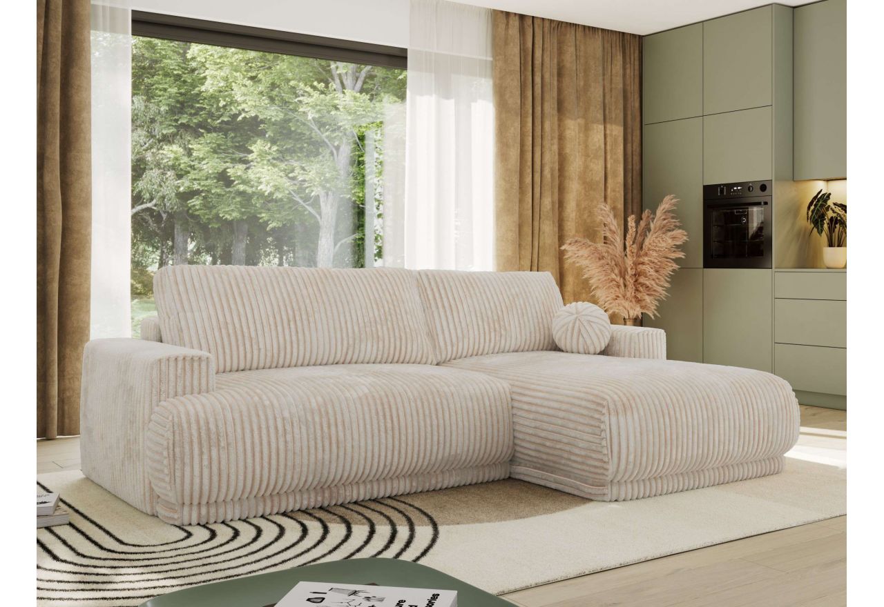 Narożnik RINA L - strona prawa - beżowy, sztruks