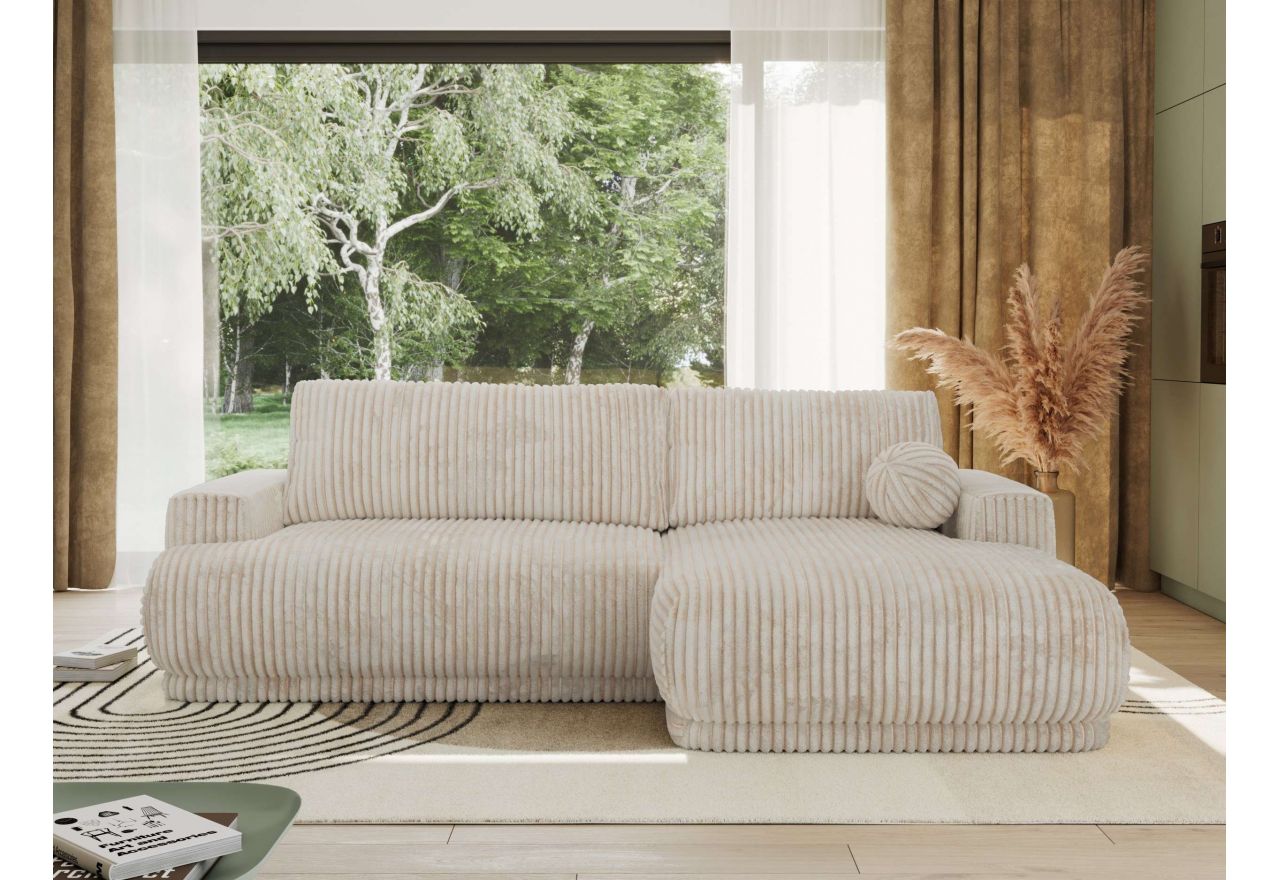 Narożnik RINA L - strona prawa - beżowy, sztruks