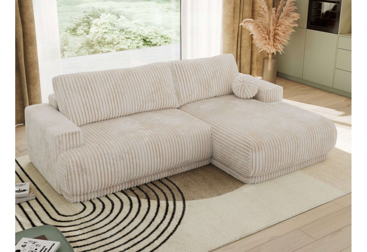 Narożnik RINA L - strona prawa - beżowy, sztruks