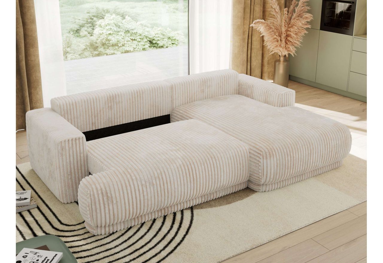 Narożnik RINA L - strona prawa - beżowy, sztruks