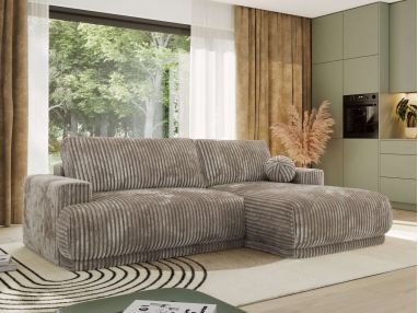 Narożnik RINA L - strona prawa - jasnobrązowy, sztruks