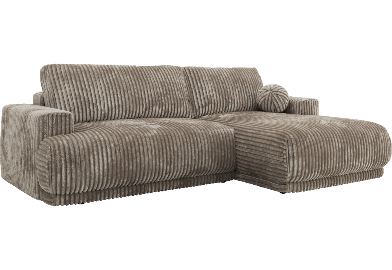 Narożnik RINA L - strona prawa - jasnobrązowy, sztruks