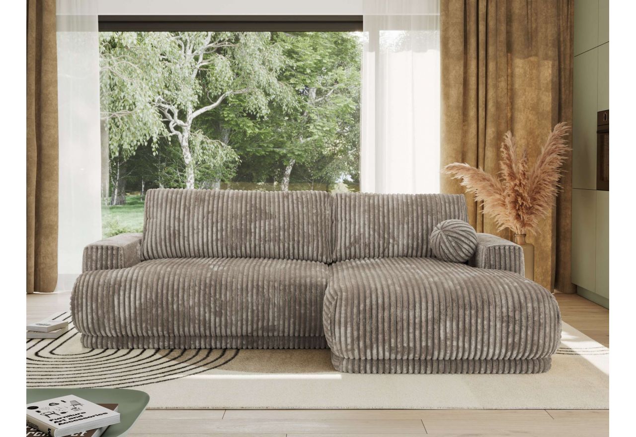 Narożnik RINA L - strona prawa - jasnobrązowy, sztruks