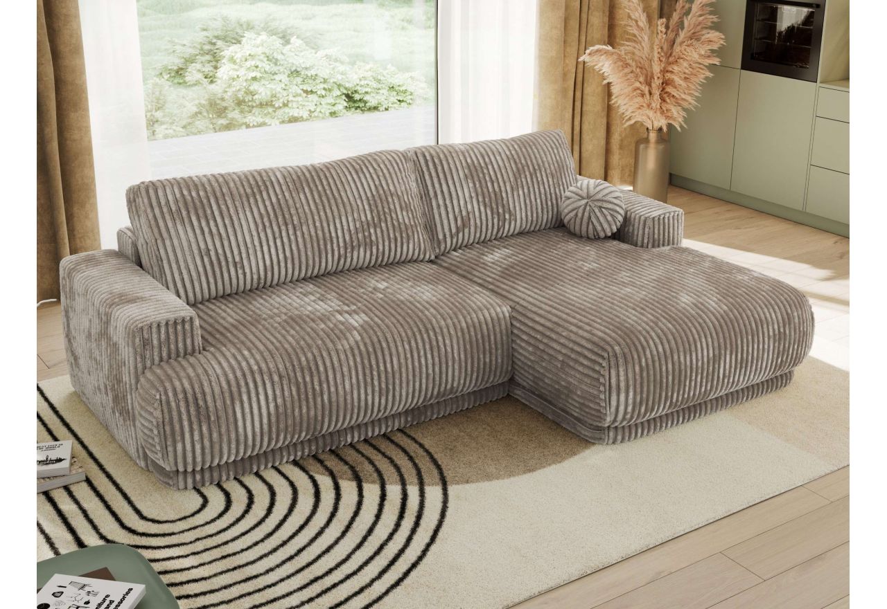 Narożnik RINA L - strona prawa - jasnobrązowy, sztruks