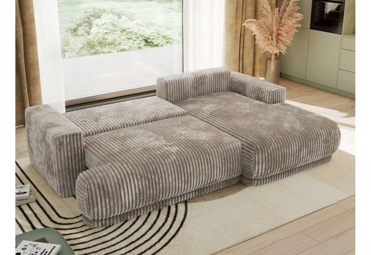 Narożnik RINA L - strona prawa - jasnobrązowy, sztruks