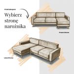 Narożnik RINA L - strona prawa - jasnobrązowy, sztruks