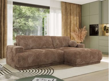 Narożnik RINA L - strona prawa - brązowy, sztruks