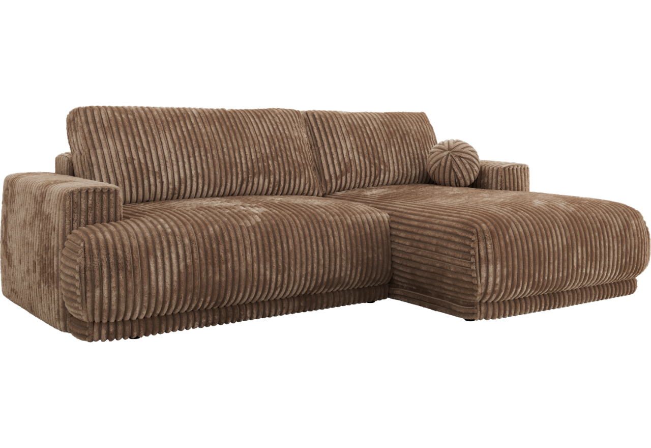 Narożnik RINA L - strona prawa - brązowy, sztruks