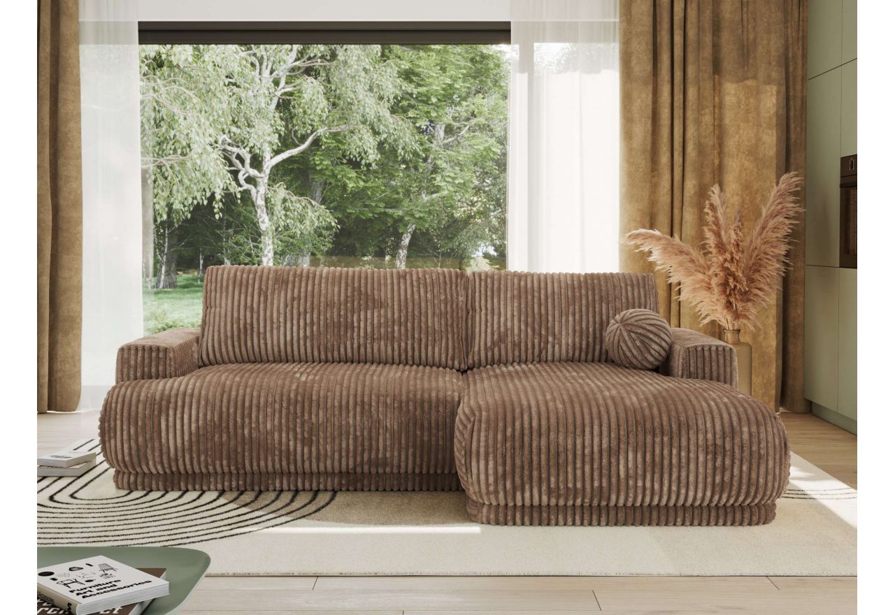 Narożnik RINA L - strona prawa - brązowy, sztruks