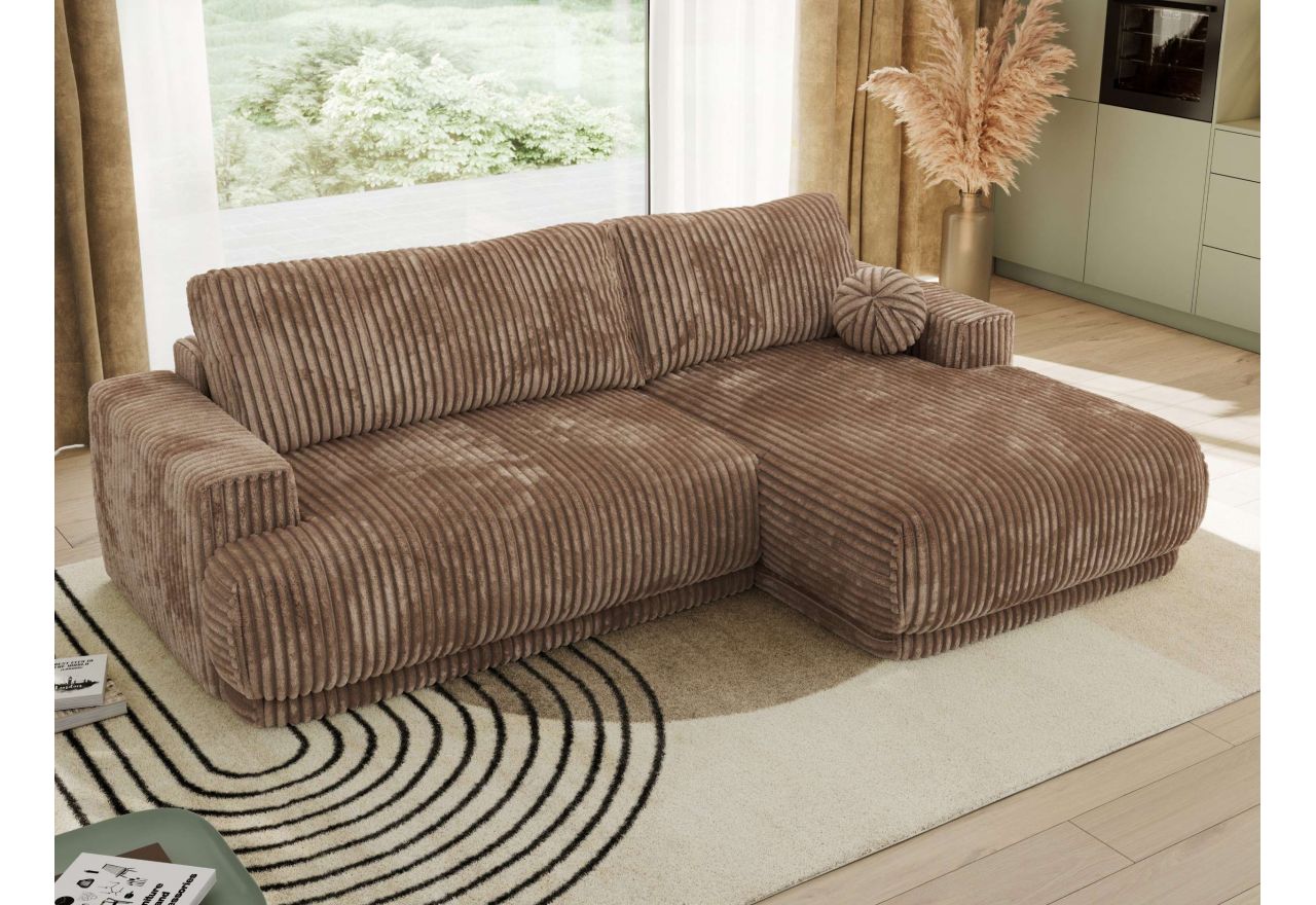 Narożnik RINA L - strona prawa - brązowy, sztruks