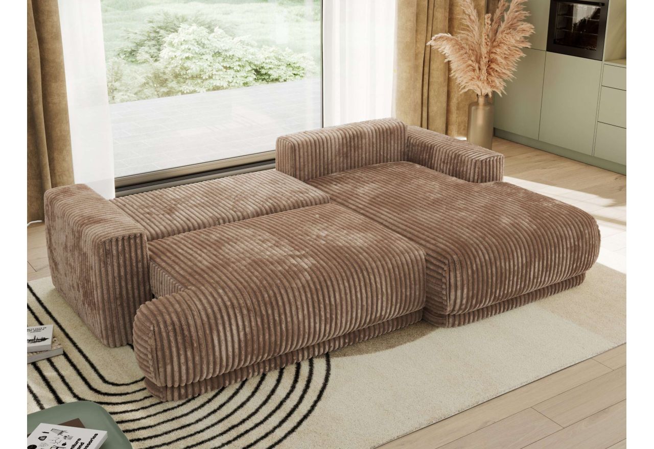 Narożnik RINA L - strona prawa - brązowy, sztruks