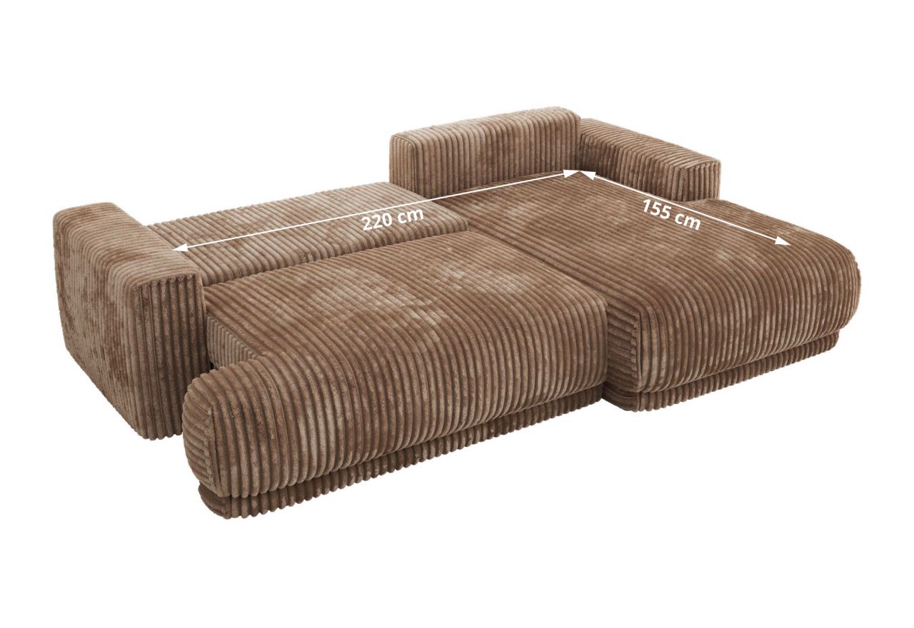 Narożnik RINA L - strona prawa - brązowy, sztruks