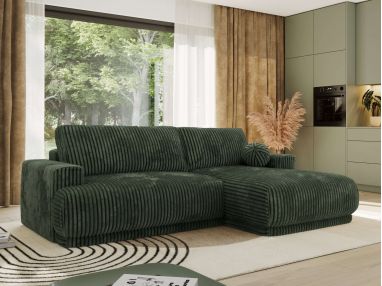 Narożnik RINA L - strona prawa - ciemnozielony, sztruks