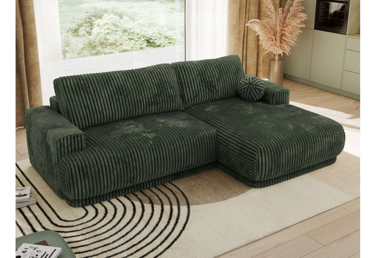 Narożnik RINA L - strona prawa - ciemnozielony, sztruks