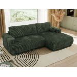 Narożnik RINA L - strona prawa - ciemnozielony, sztruks