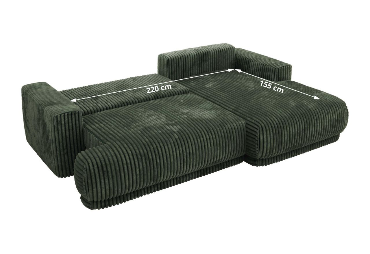 Narożnik RINA L - strona prawa - ciemnozielony, sztruks