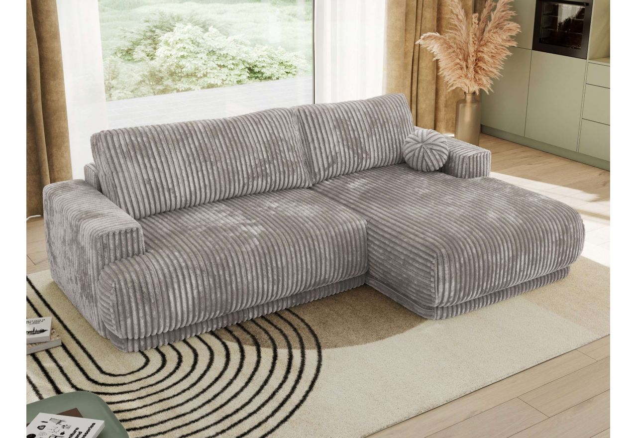 Narożnik RINA L - strona prawa - jasnoszary, sztruks