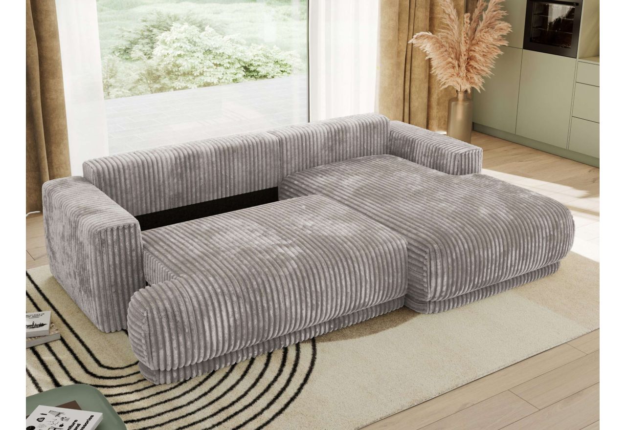 Narożnik RINA L - strona prawa - jasnoszary, sztruks