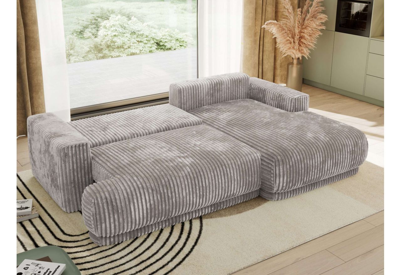 Narożnik RINA L - strona prawa - jasnoszary, sztruks