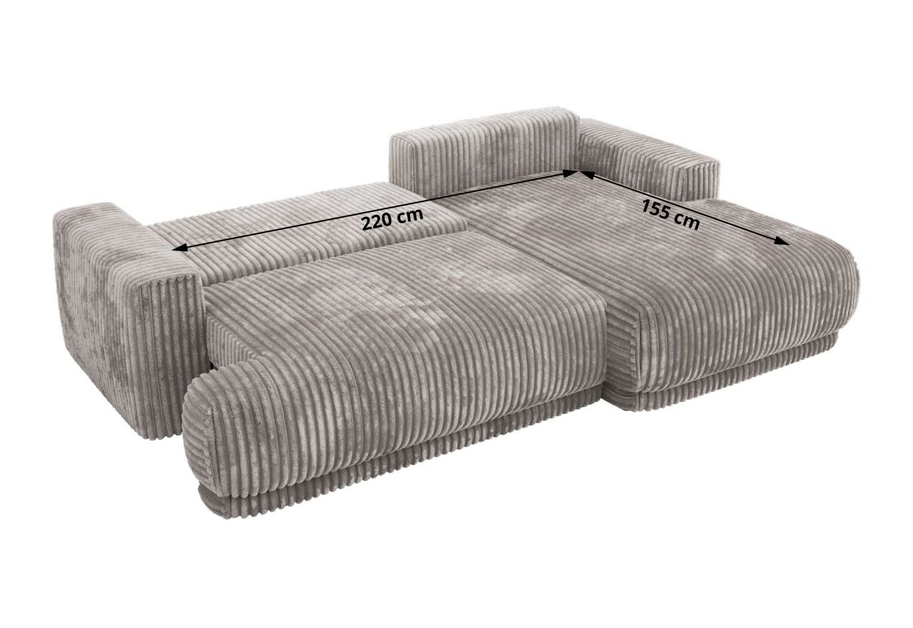 Narożnik RINA L - strona prawa - jasnoszary, sztruks