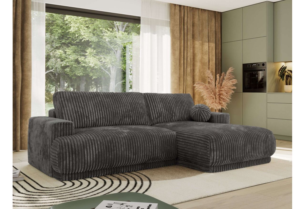 Narożnik RINA L - strona prawa - szary, sztruks