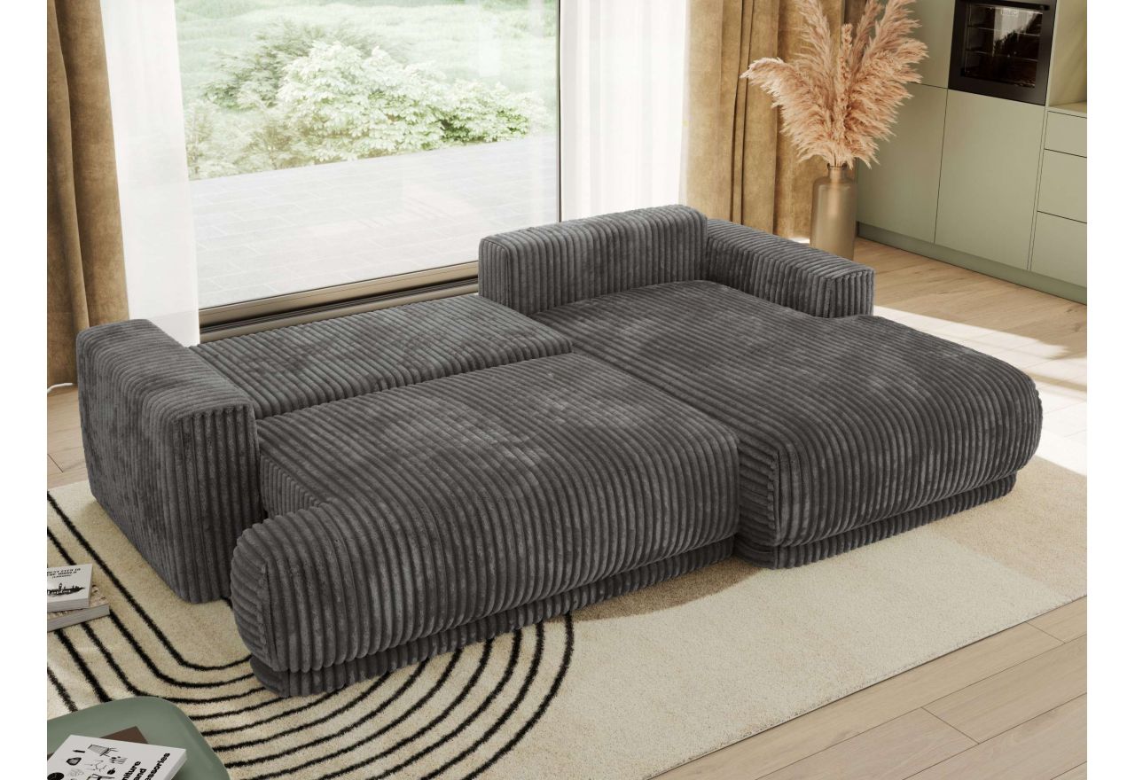 Narożnik RINA L - strona prawa - szary, sztruks