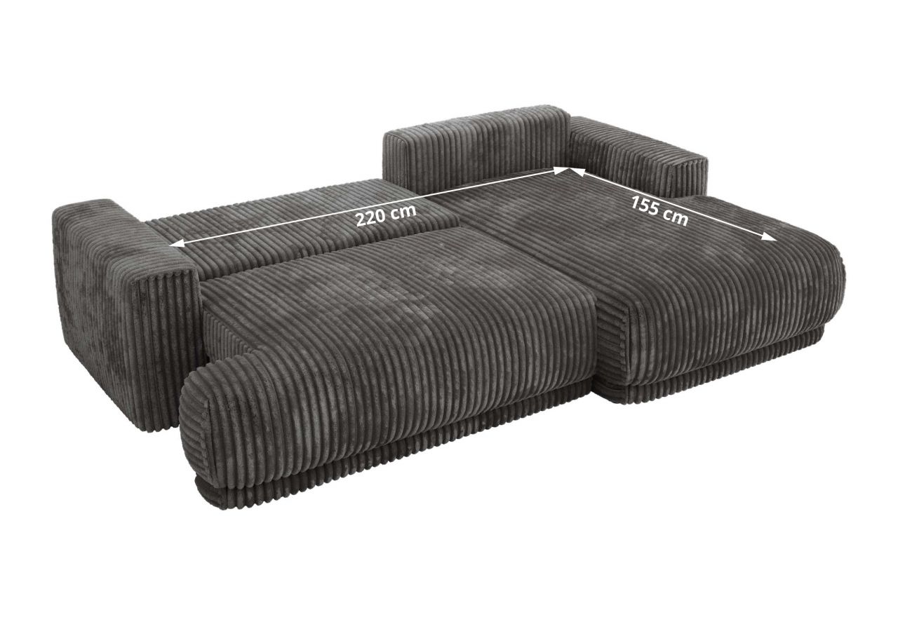 Narożnik RINA L - strona prawa - szary, sztruks