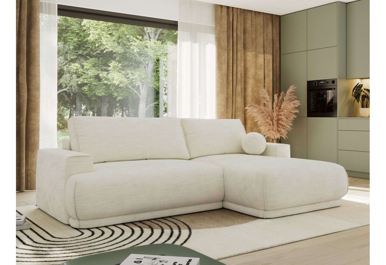 Narożnik RINA L - strona prawa - kremowy, szenil gładki