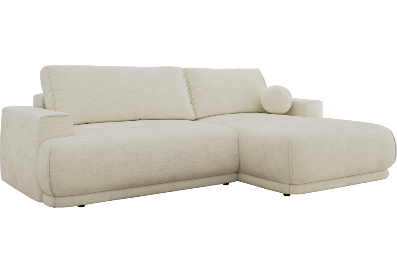 Narożnik RINA L - strona prawa - kremowy, szenil gładki