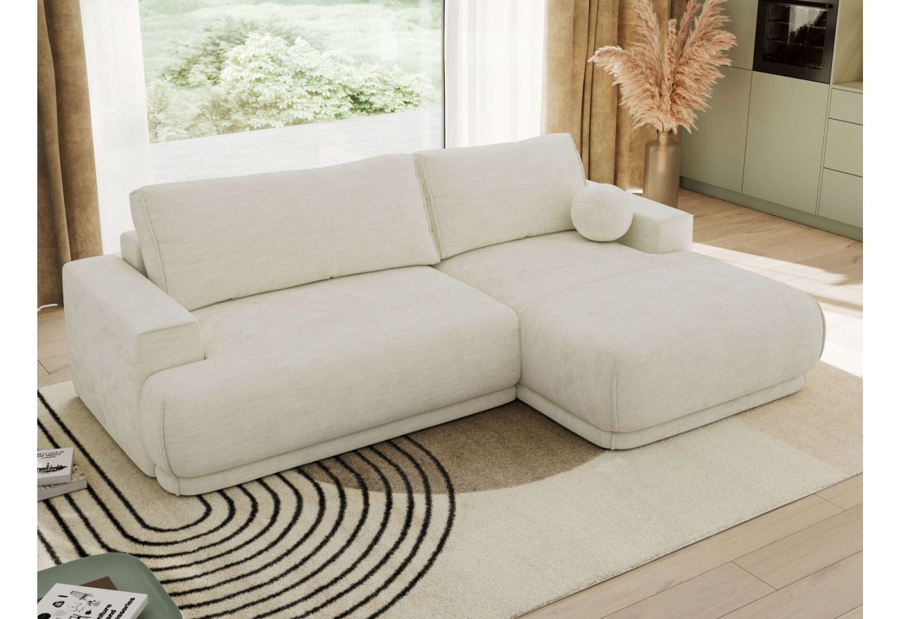 Narożnik RINA L - strona prawa - kremowy, szenil gładki