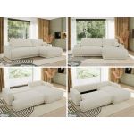 Narożnik RINA L - strona prawa - kremowy, szenil gładki