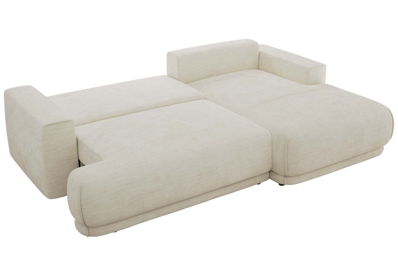 Narożnik RINA L - strona prawa - kremowy, szenil gładki