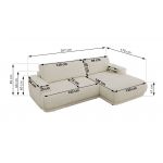 Narożnik RINA L - strona prawa - kremowy, szenil gładki