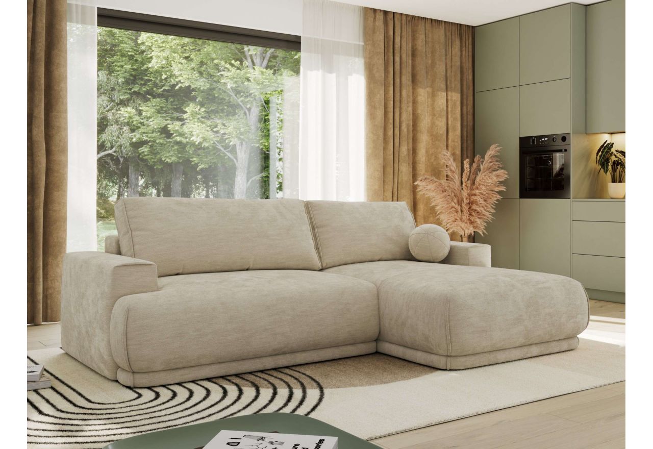 Narożnik RINA L - strona prawa - beżowy, szenil gładki