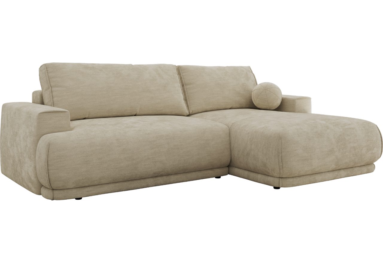 Narożnik RINA L - strona prawa - beżowy, szenil gładki