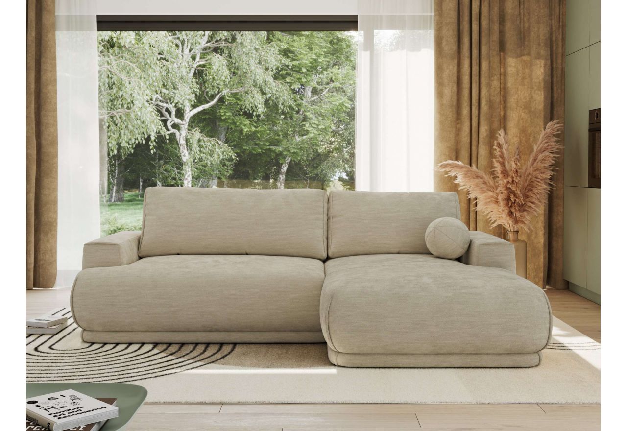 Narożnik RINA L - strona prawa - beżowy, szenil gładki