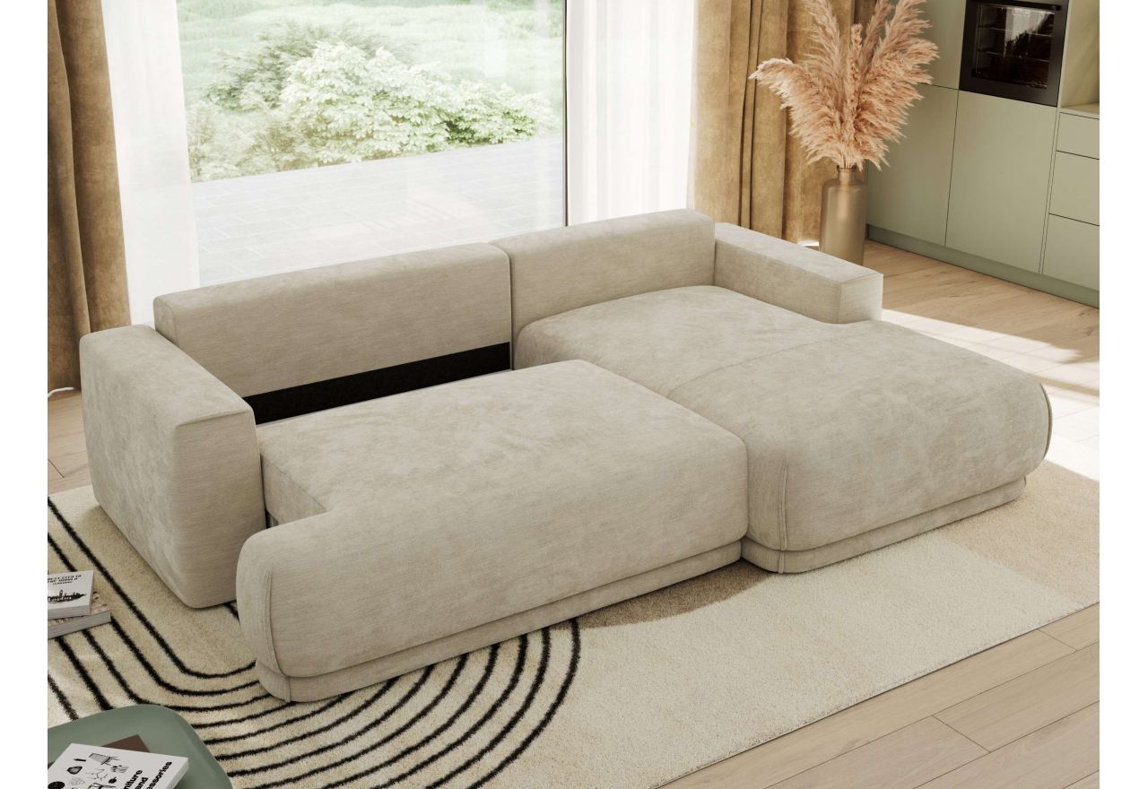 Narożnik RINA L - strona prawa - beżowy, szenil gładki