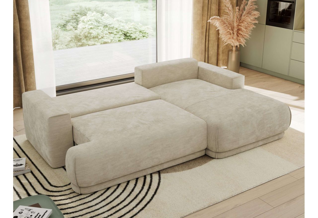 Narożnik RINA L - strona prawa - beżowy, szenil gładki
