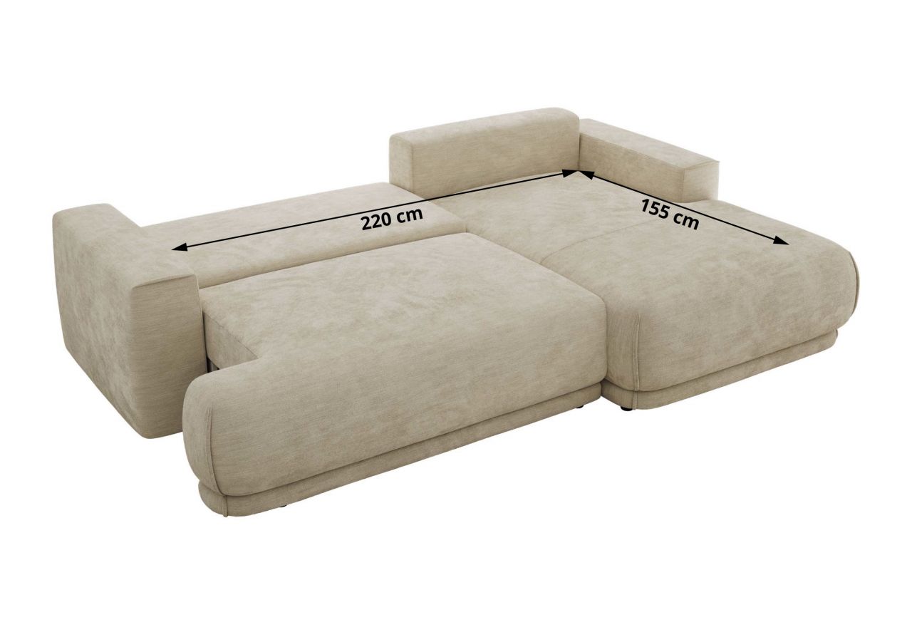 Narożnik RINA L - strona prawa - beżowy, szenil gładki