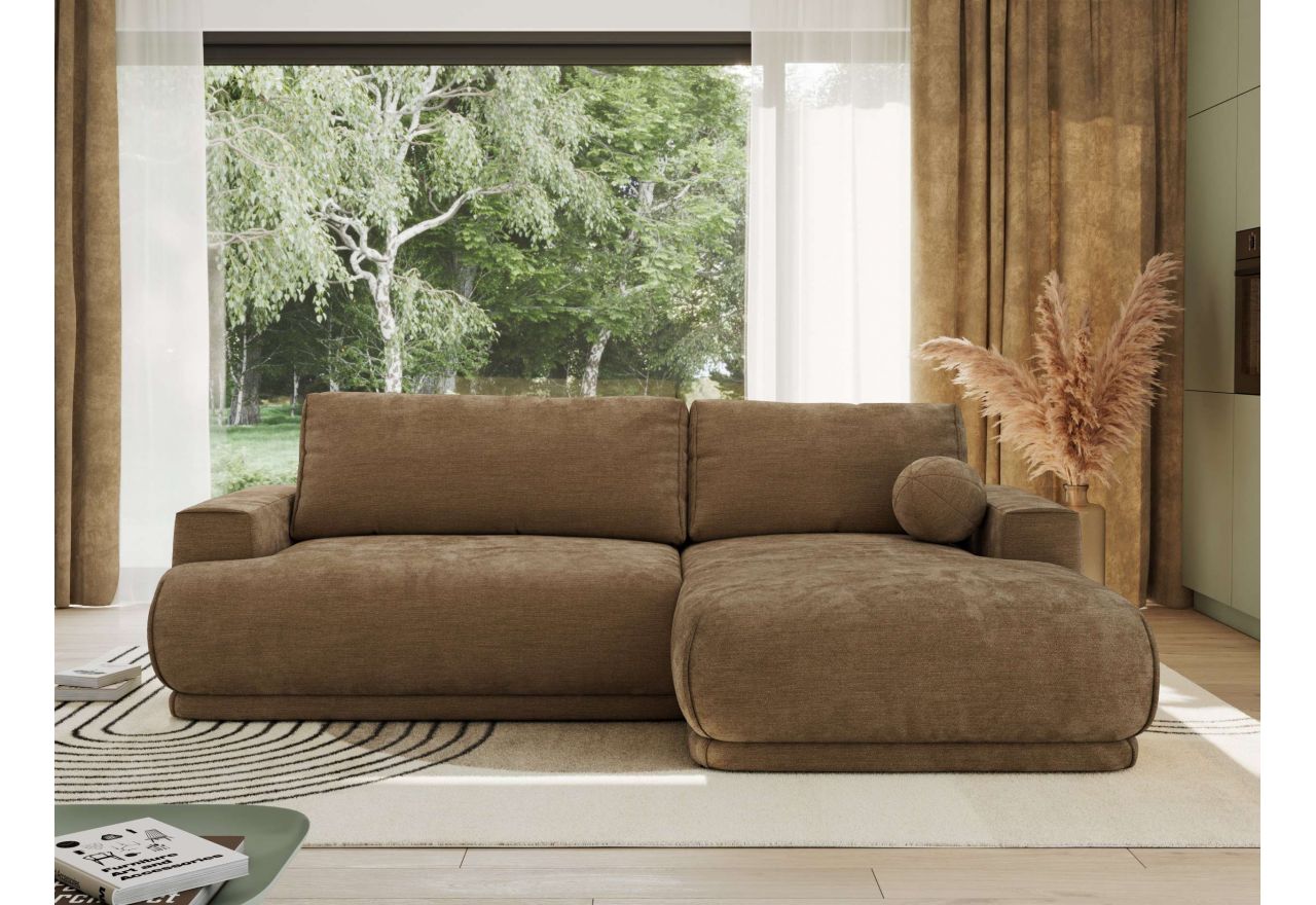 Narożnik RINA L - strona prawa - brązowy, szenil gładki