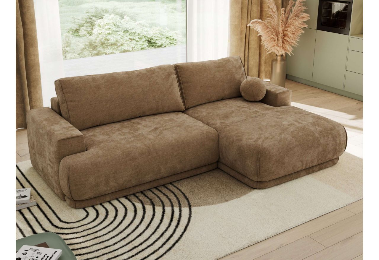 Narożnik RINA L - strona prawa - brązowy, szenil gładki