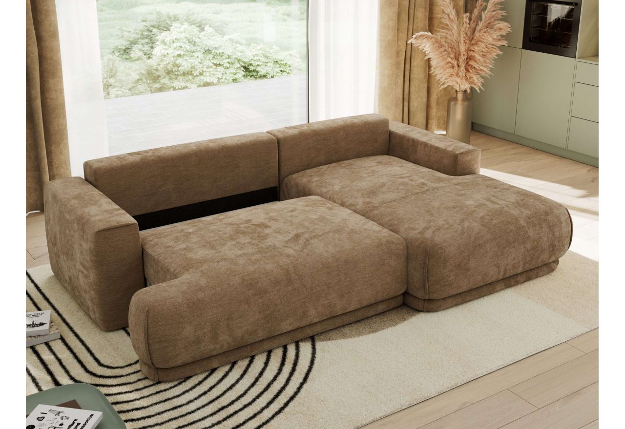 Narożnik RINA L - strona prawa - brązowy, szenil gładki