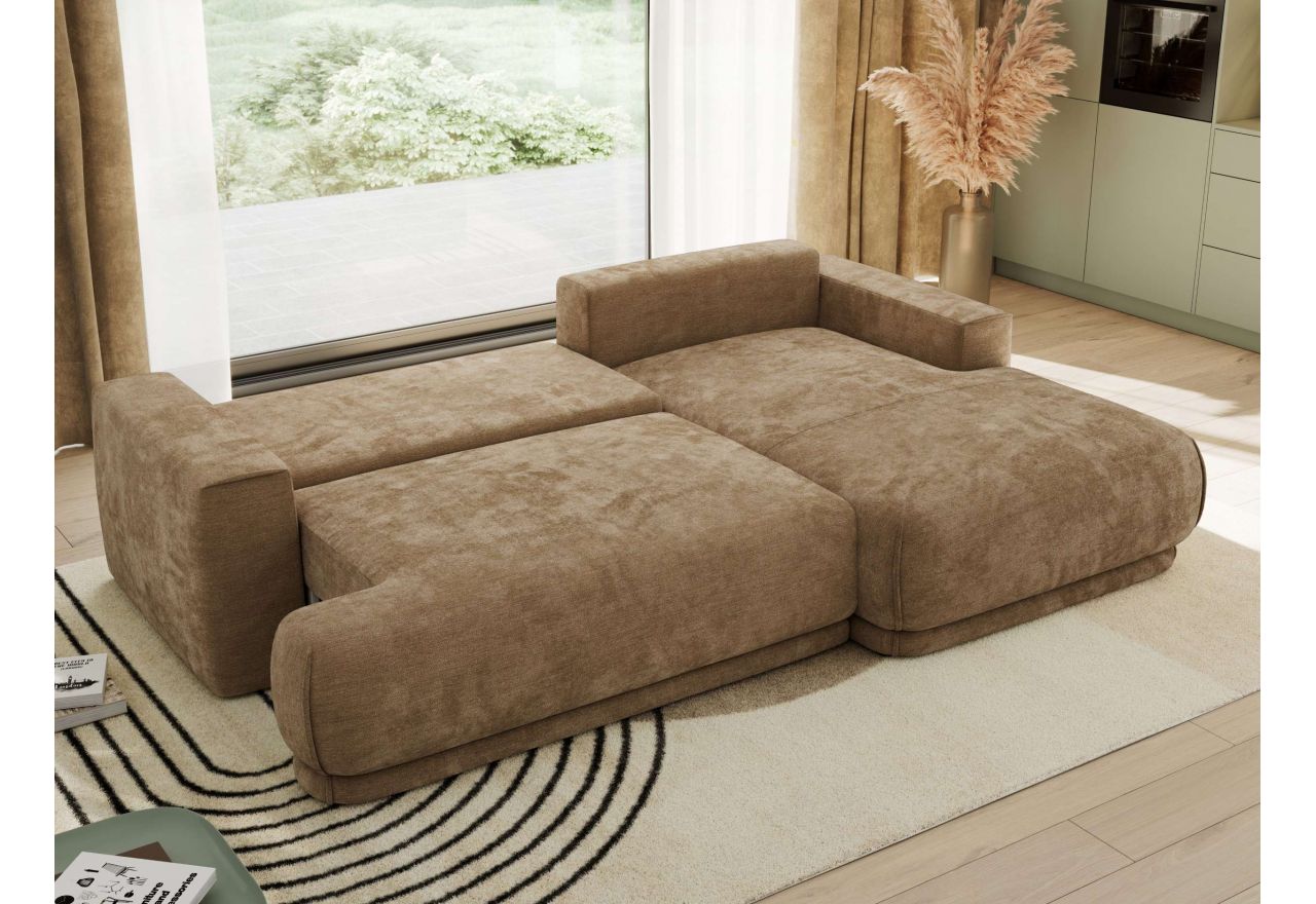 Narożnik RINA L - strona prawa - brązowy, szenil gładki