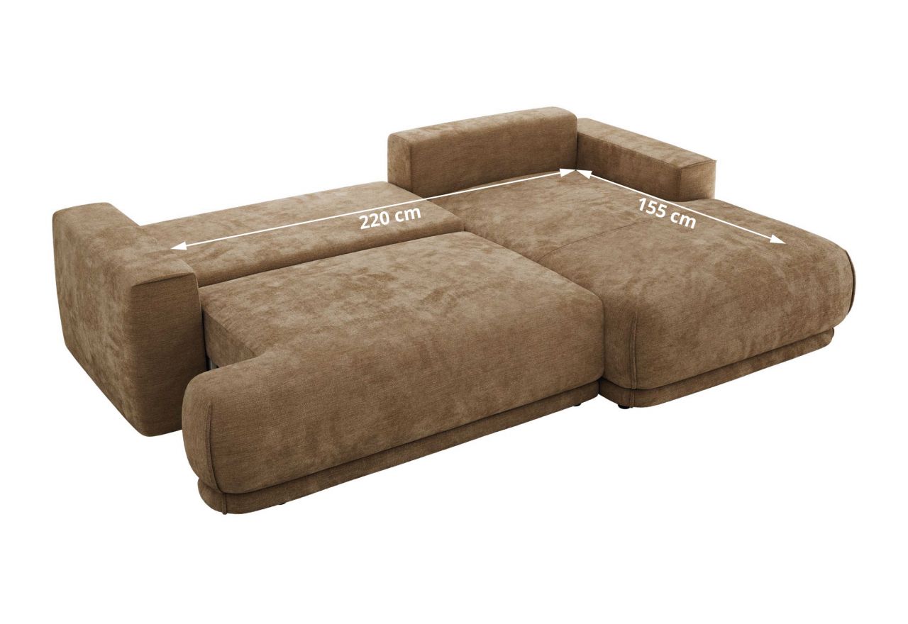 Narożnik RINA L - strona prawa - brązowy, szenil gładki