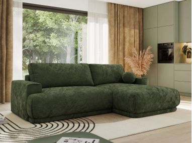 Narożnik RINA L - strona prawa - ciemnozielony, szenil gładki