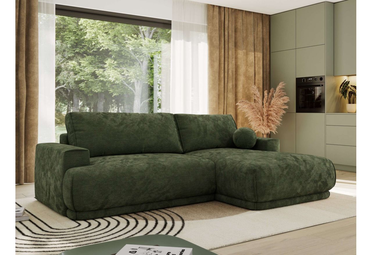 Narożnik RINA L - strona prawa - ciemnozielony, szenil gładki
